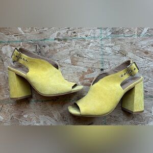 BP Yellow Block Heel Mules